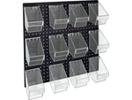 Azar 24" x 24" Pegboard 12 Mini Bucket Accessory Organizer Kit, Black, Each (700685-BLK)