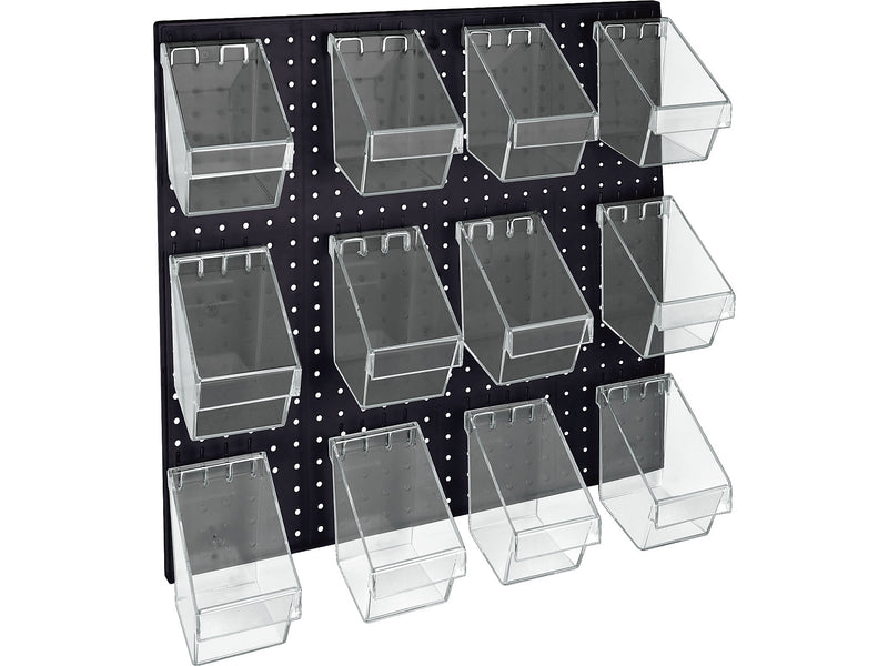 Azar 24" x 24" Pegboard 12 Mini Bucket Accessory Organizer Kit, Black, Each (700685-BLK)