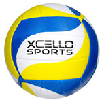 Xcello Sports Volleyballs with Pump, Green/Navy/Yellow and Blue/Yellow/White, 6/Pack (XS-VB-6-ASST-3)