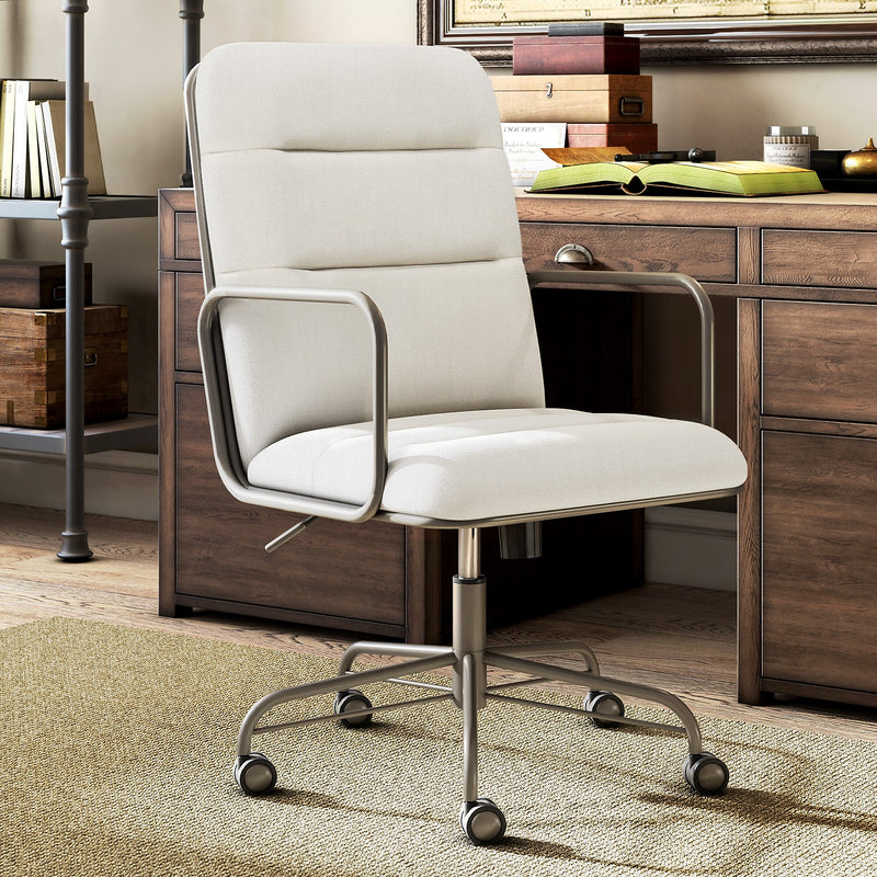 Finch Franklin Bonded Leather Computer and Desk Chair, Cream White (CHR10060D)