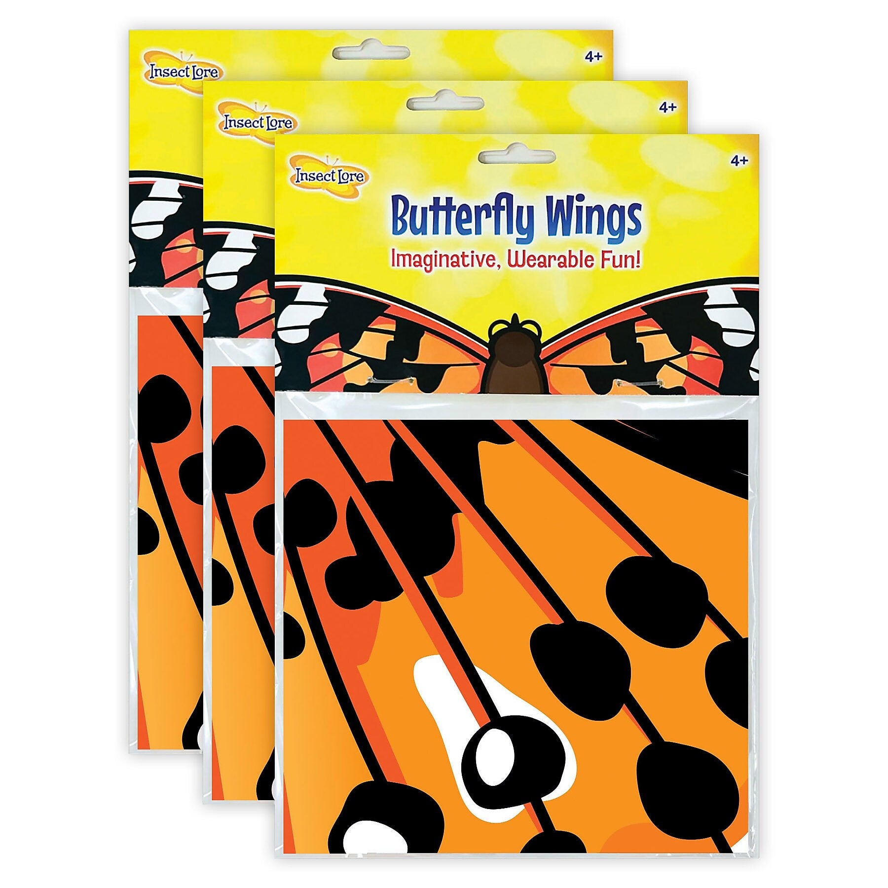 Insect Lore Dress-Up Painted Lady Butterfly Wings, Orange/Black, 3/Bundle (ILP4800-3)