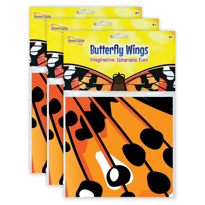 Insect Lore Dress-Up Painted Lady Butterfly Wings, Orange/Black, 3/Bundle (ILP4800-3)