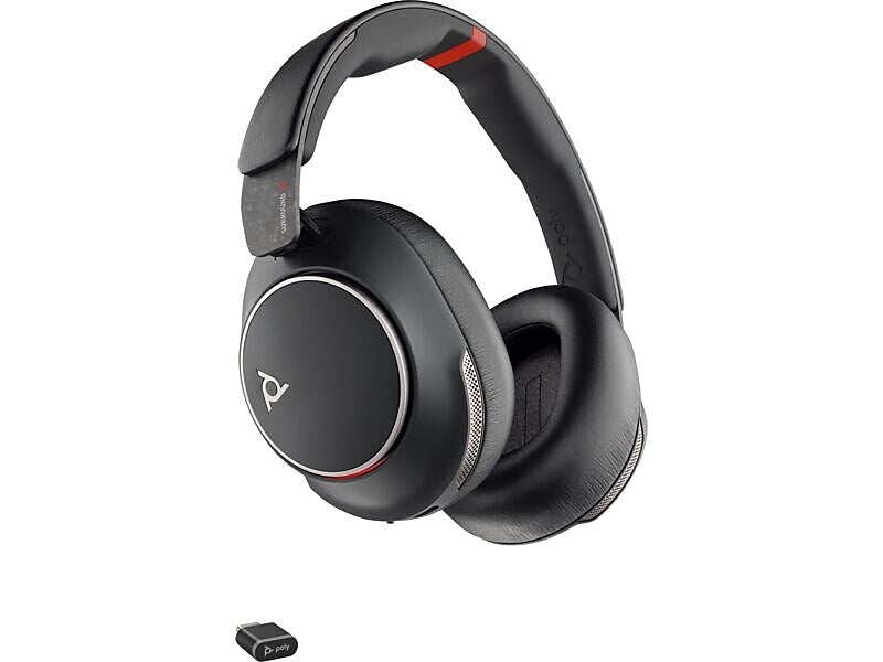Poly Voyager Surround 85 USB-C UC Stereo Bluetooth Over-Ear Headset with Charging Stand and USB-C/A Adapter, Black (8G7T7AA)