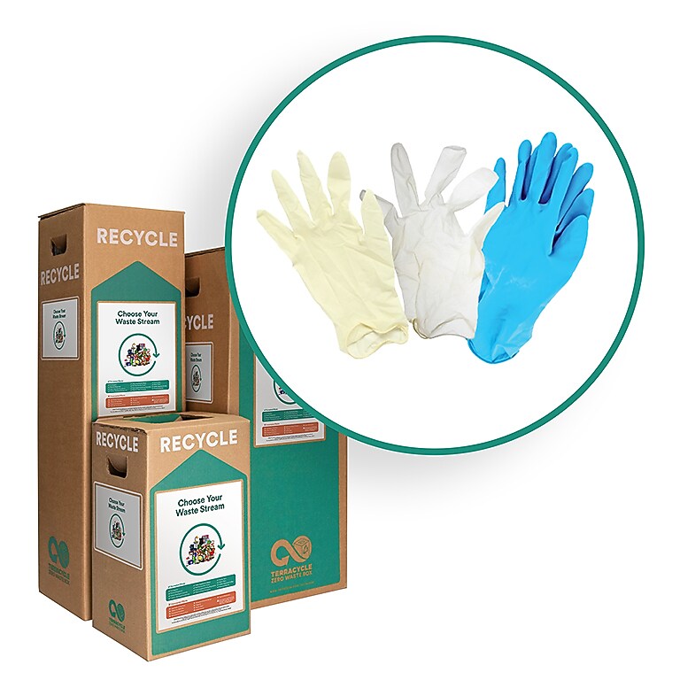 TerraCycle Cardboard Disposable Gloves Recycling Box, 10.5 Gallon, White and Green (301)