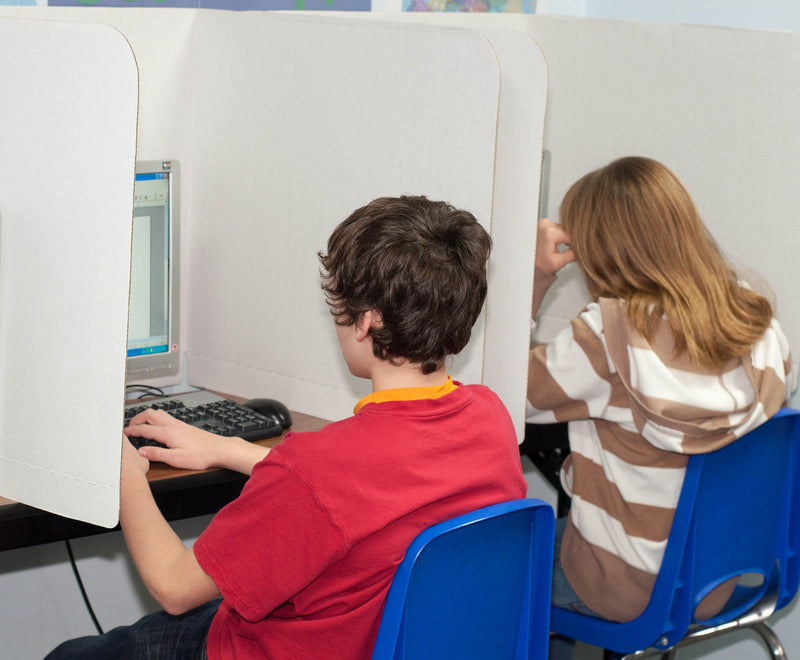 Classroom Products Foldable Cardboard Freestanding Privacy Shield, 24"H x 28"W, White, 20/Box (2420 WH)