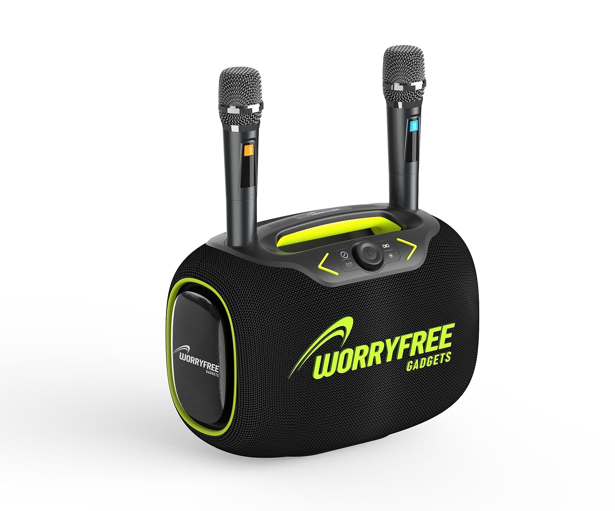 Worryfree Gadgets Party Box Wireless Bluetooth Portable Speaker with 2 Mics & Tripod, Water Resistant, Black (WPB2-BLK)