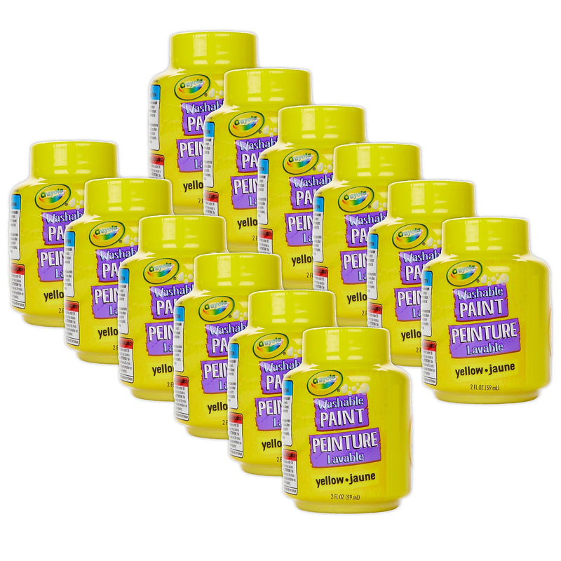 Crayola Washable Kid's Paint, Yellow, 2 oz., 12/Bundle (BIN542834-12)