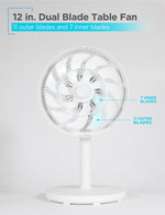 Black & Decker 12" Oscillating Desk Fan, 3-Speed, White (BFDTD12VW)