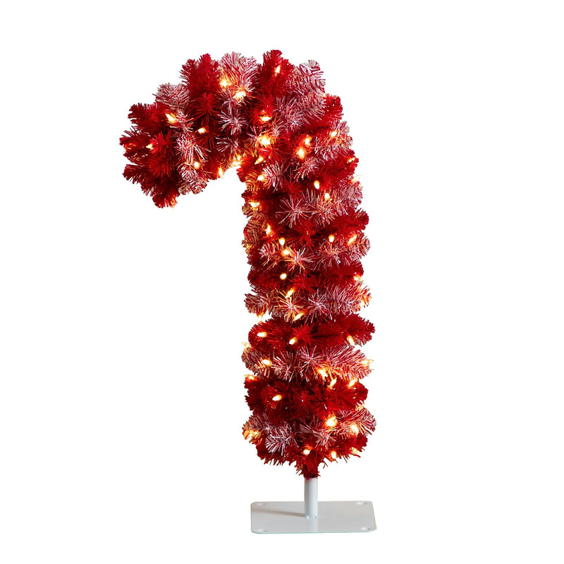Nearly Natural 30-in Pre-Lit Artificial Candy Cane Christmas Tree with 100 Micro LED Lights (T4702)
