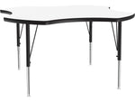 Correll 48" Clover-Shaped Activity Table, Height-Adjustable, Frosty White/Black (A48DE-CLO-80)