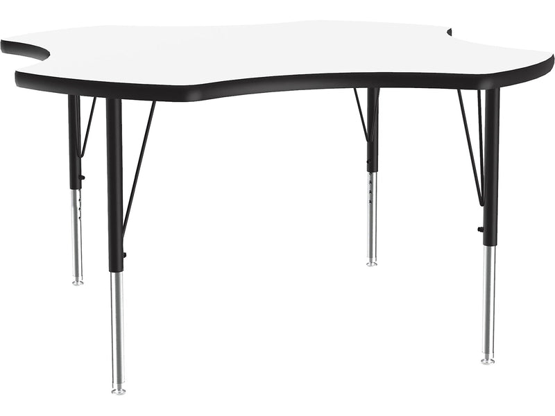 Correll 48" Clover-Shaped Activity Table, Height-Adjustable, Frosty White/Black (A48DE-CLO-80)