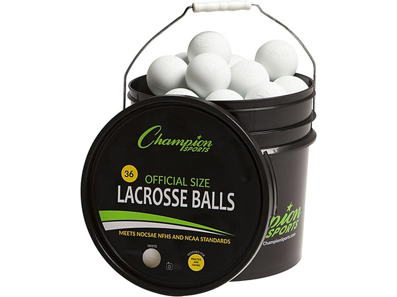 Champion Sports Lacrosse Ball Bucket, White/Black (LBWN36)