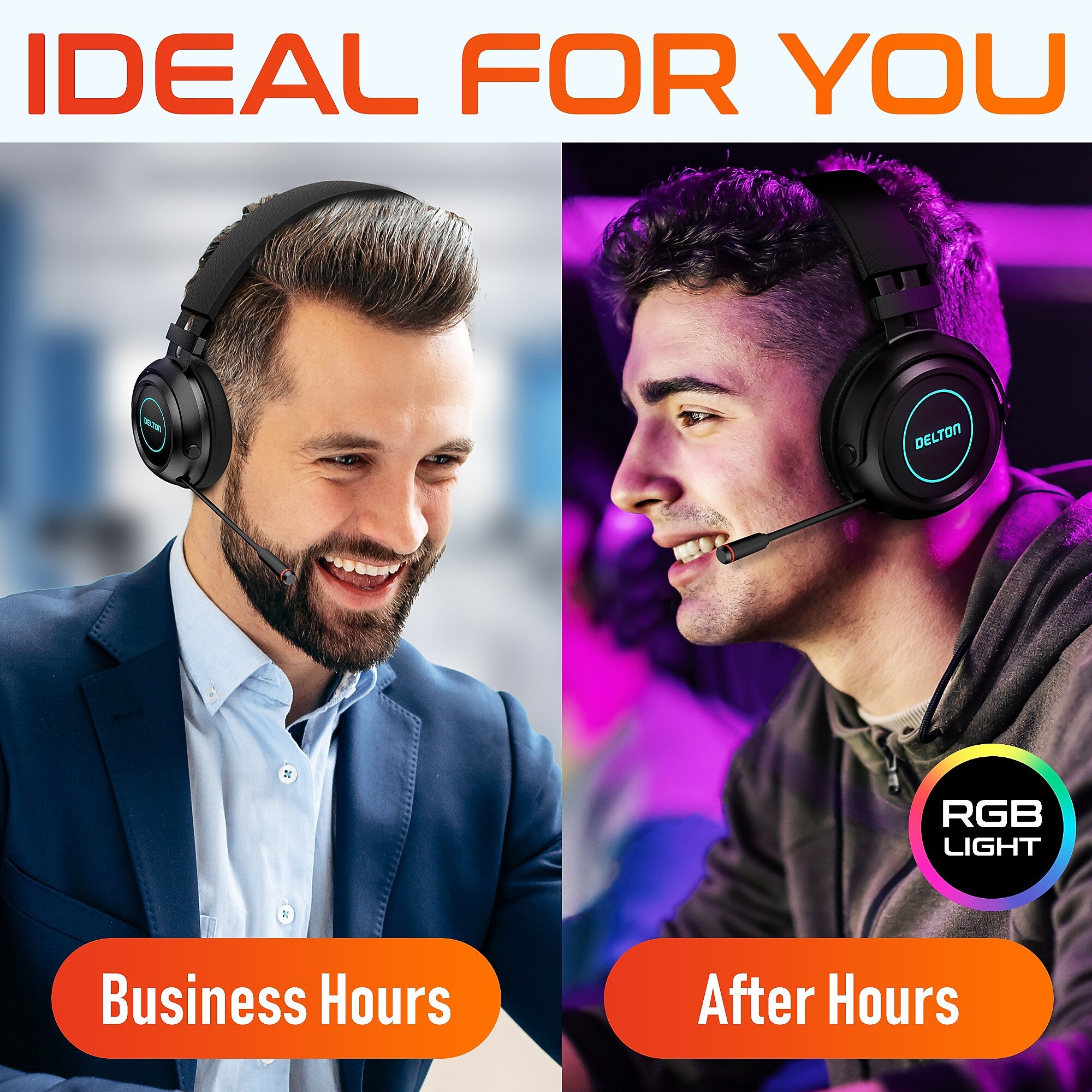 Delton G520 Wireless Noise Canceling Bluetooth Stereo Business/Gaming Over-the-Ear Computer Headset, Black (DBHG520)