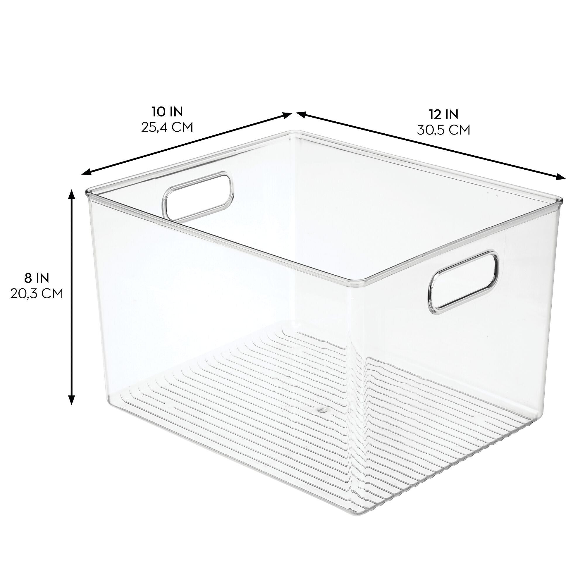 iDESIGN Small Stackable Plastic Storage Bin, 8" x 12"x 10", Clear, 8/Pack (29157M8)