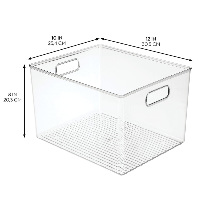 iDESIGN Small Stackable Plastic Storage Bin, 8" x 12"x 10", Clear, 8/Pack (29157M8)