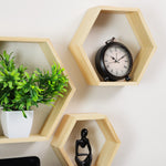 Mind Reader 3-Shelf Mouted Honeycomb Hexagon Floating Shelves, 12" x 3.13" x 13.75" (WWALL3PC-BRN)