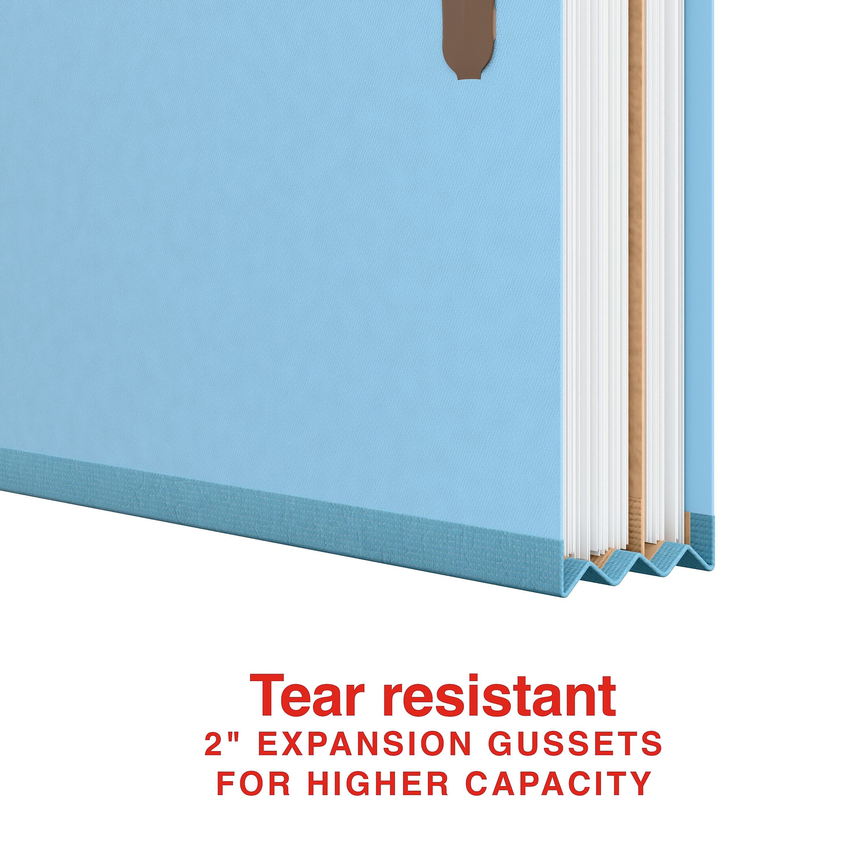 Staples Heavy Duty Pressboard Classification Folder, 1-Divider, 2" Expansion, Letter Size, Light Blue, 10/Pack (ST62791)