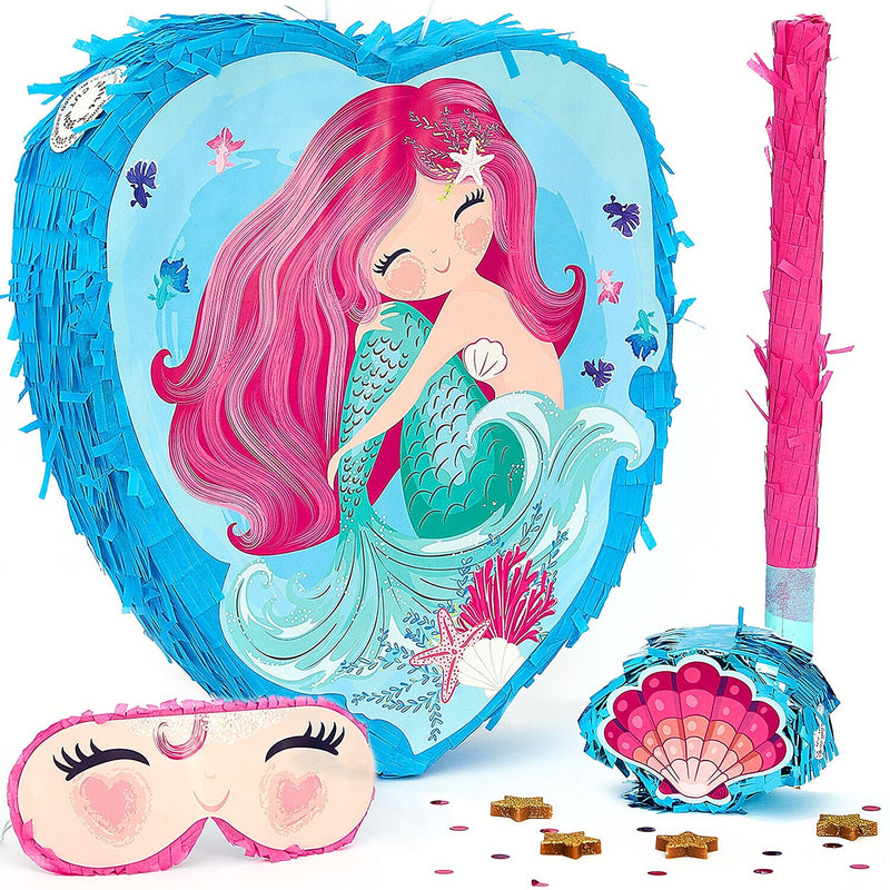 JITTERYGIT Mermaid Pinata Treasure Hunt Under the Sea Game Set, 2 in 1 Pieces/Pack (MERMAID-PINATA - BLUE & PINK)