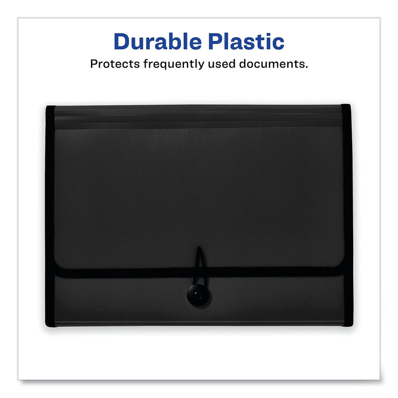 Avery Expanding File Folder Organizer, 7 Sections, Hook/Loop Closure, Letter Size, Black