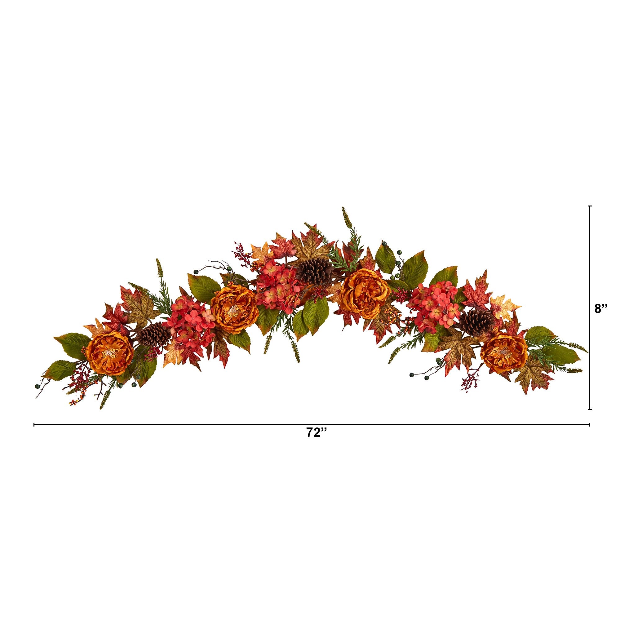 Nearly Natural 6' Fall Ranunculus, Hydrangea and Berries Autumn Artificial Garland (W1230)