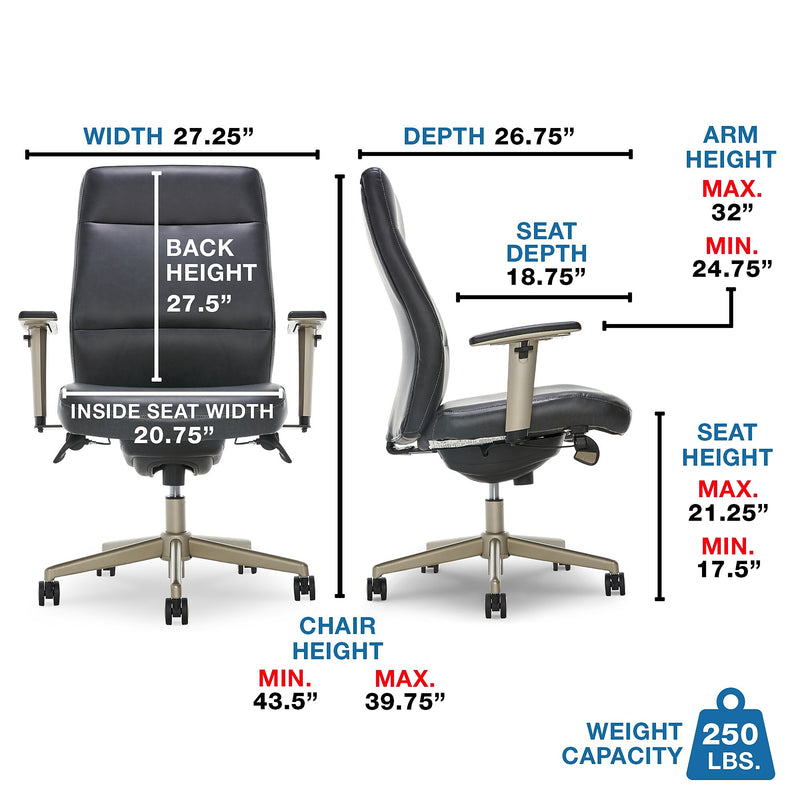 La-Z-Boy Baylor Ergonomic Faux Leather Swivel Executive Chair, Black (CHR10085B)