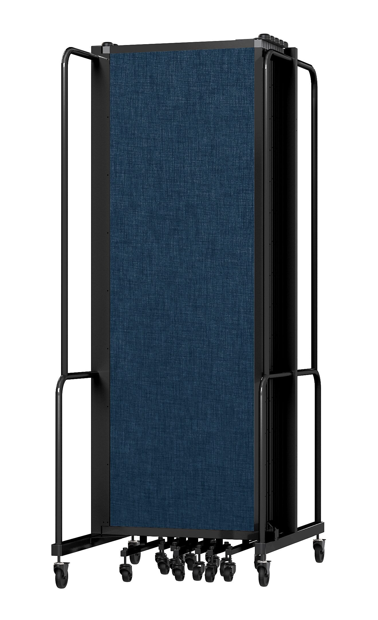 National Public Seating Robo Series 11-Panel Folding Mobile Room Divider, 72"H x 256"W, Blue Fabric (RDB6-11PT04)