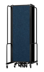 National Public Seating Robo Series 11-Panel Folding Mobile Room Divider, 72"H x 256"W, Blue Fabric (RDB6-11PT04)