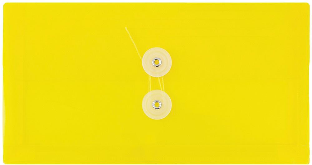 JAM Paper Premium Plastic Filing Envelope with Button & String Closure, 5 1/4" x 10", Yellow, 3/Pack (921B1YEX3)