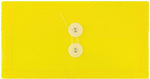 JAM Paper Premium Plastic Filing Envelope with Button & String Closure, 5 1/4" x 10", Yellow, 3/Pack (921B1YEX3)