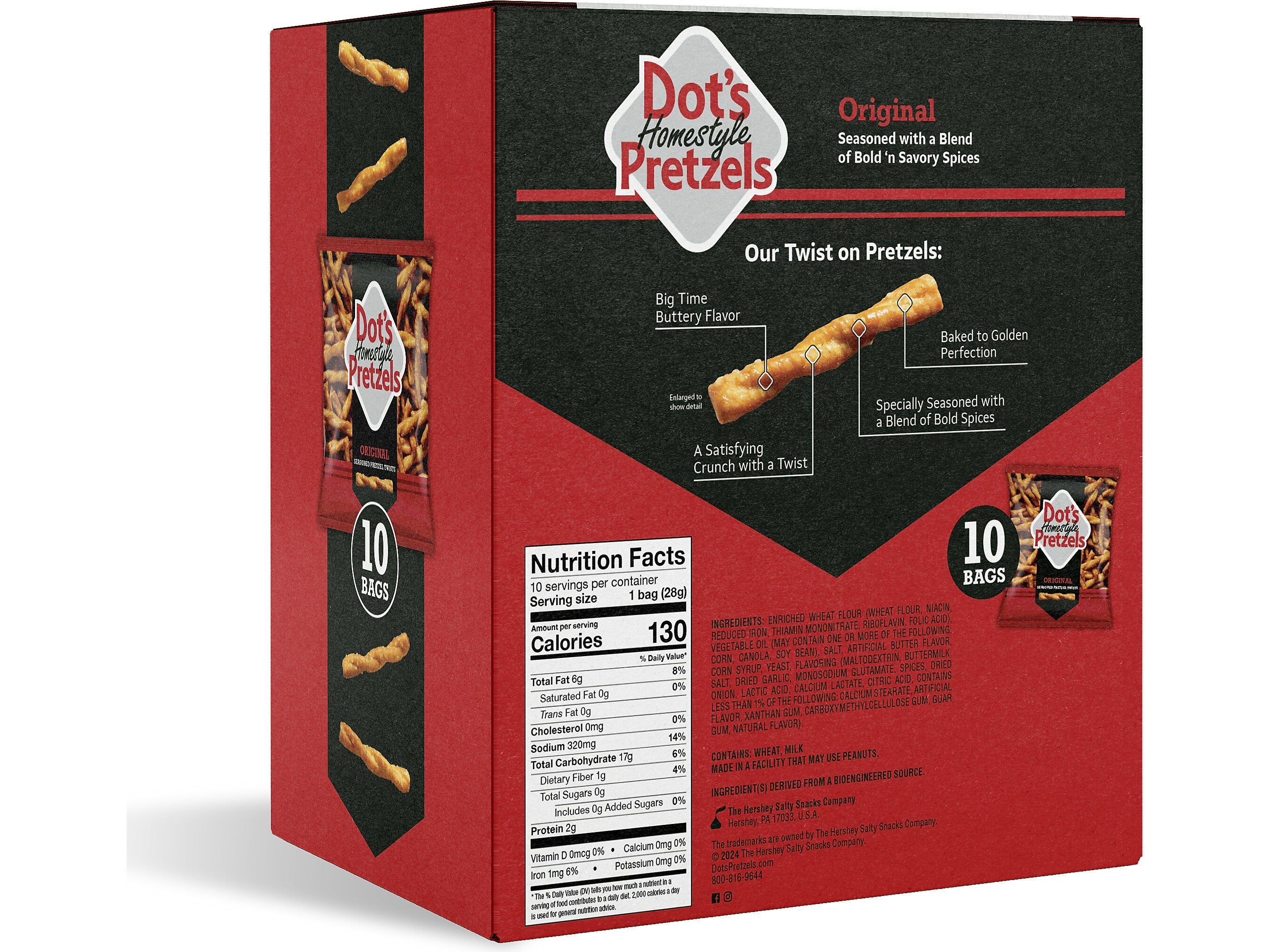 Dots Homestyle Original Twist Pretzels, 10 Bags/Box (MP0003)