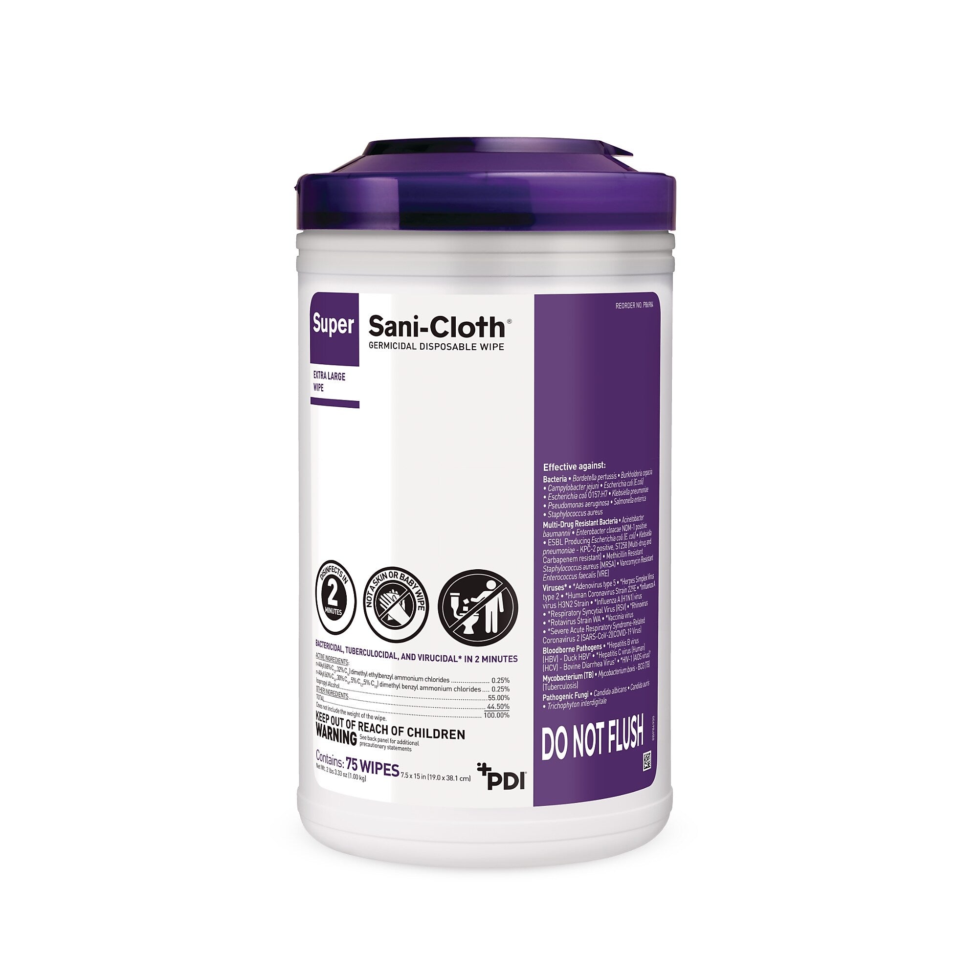 PDI Super Sani-Cloth Disinfecting Wipes, 75 Wipes/Container (P86984)