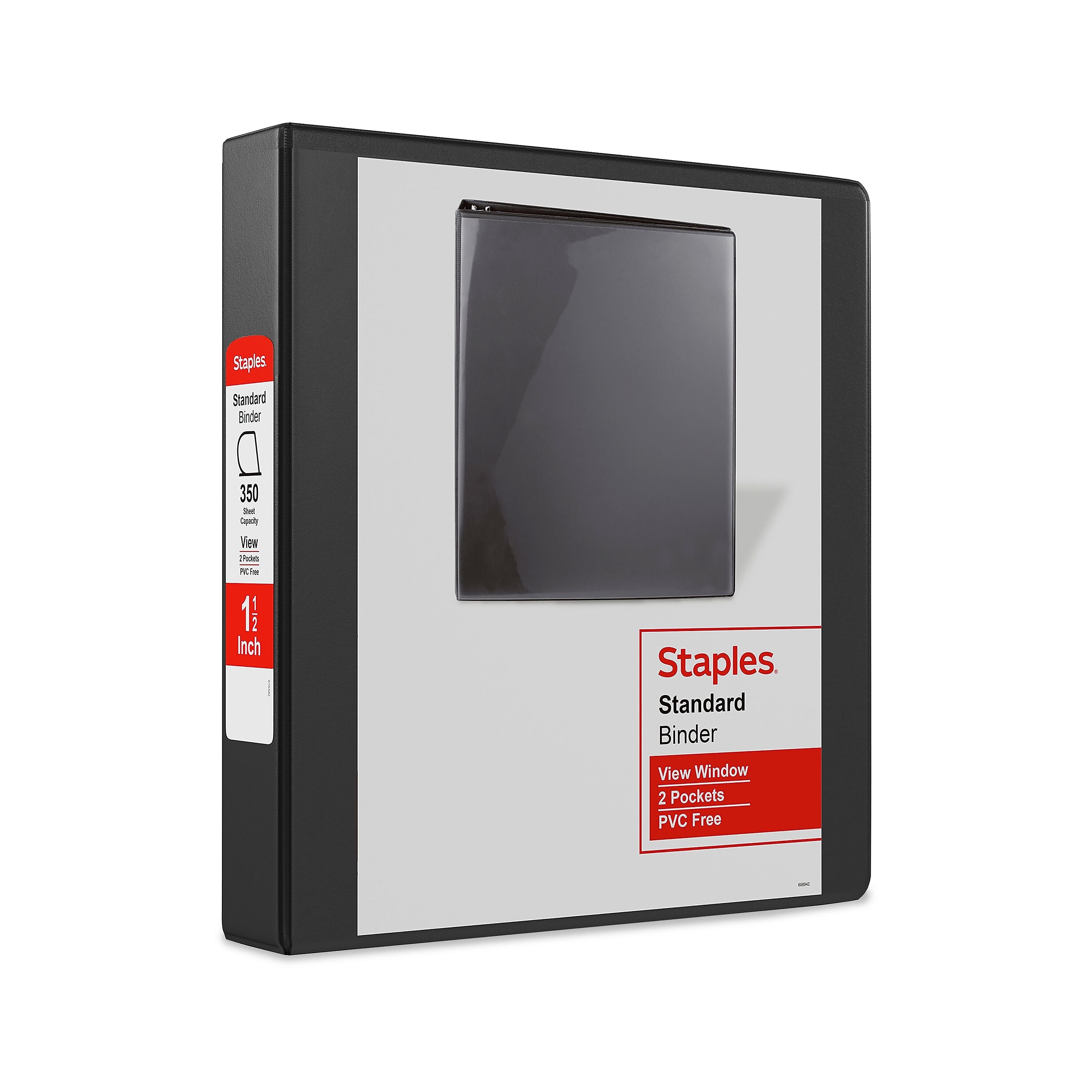 Staples 1 1/2" 3-Ring View Binders, D-Ring, Black, 12/Pack (55398CT/26437CT)