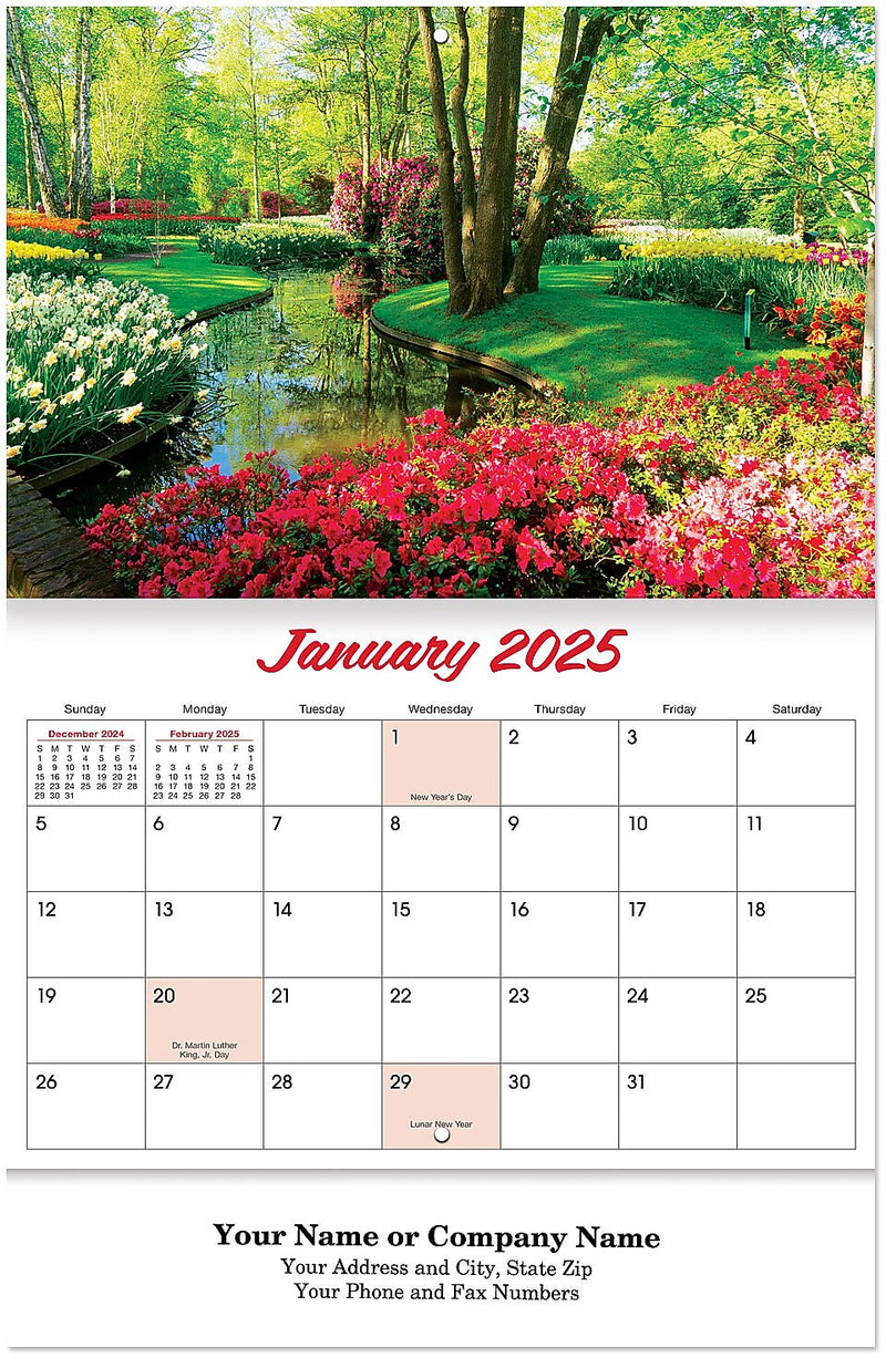 2025 Garden Splendor Wall Calendar Stapled, Qty 50
