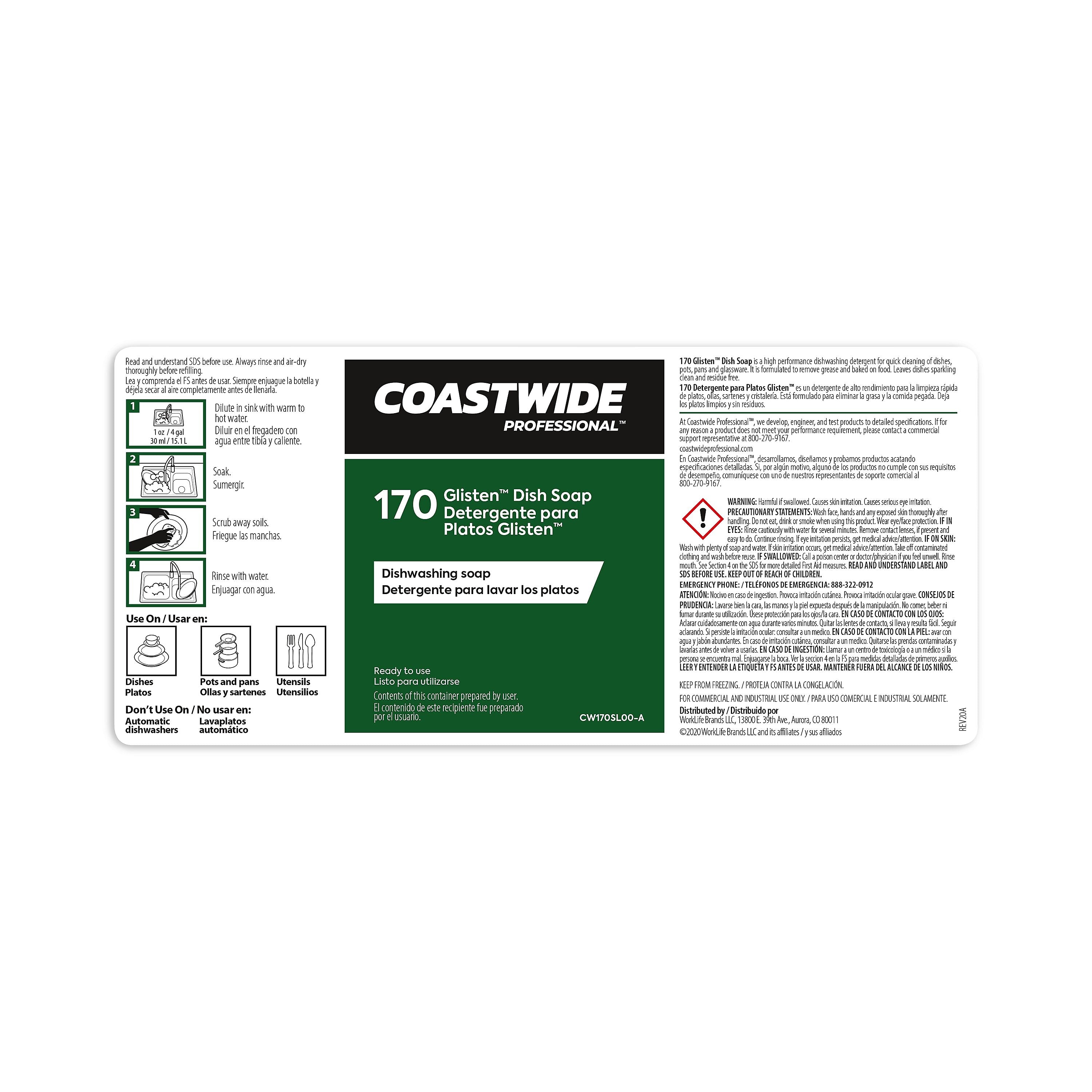 Coastwide Professional™ Secondary Label for Glisten Manual Dish Soap (CW8500SL-A)