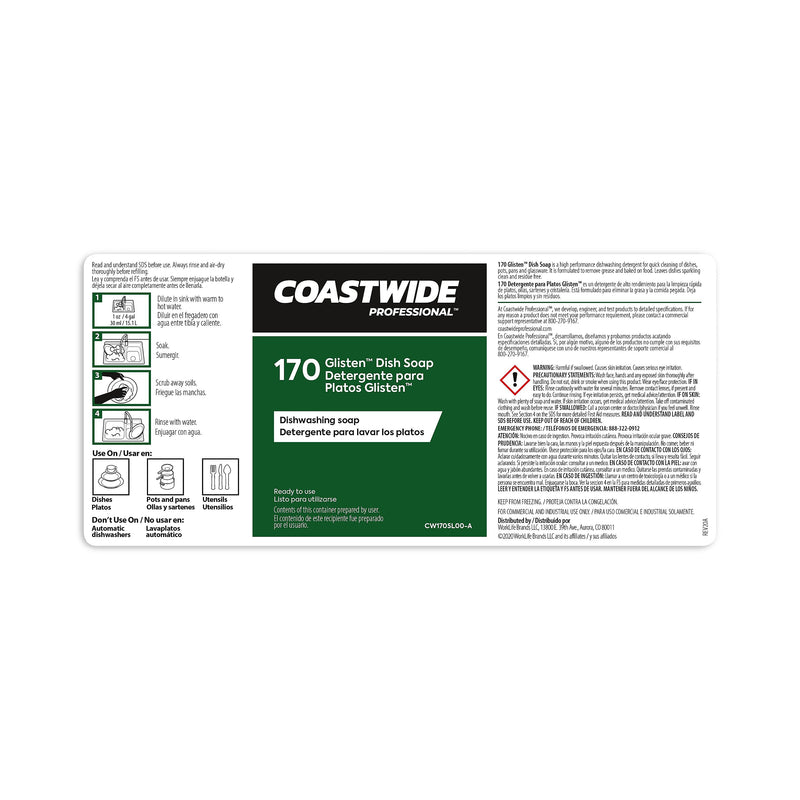 Coastwide Professional™ Secondary Label for Glisten Manual Dish Soap (CW8500SL-A)