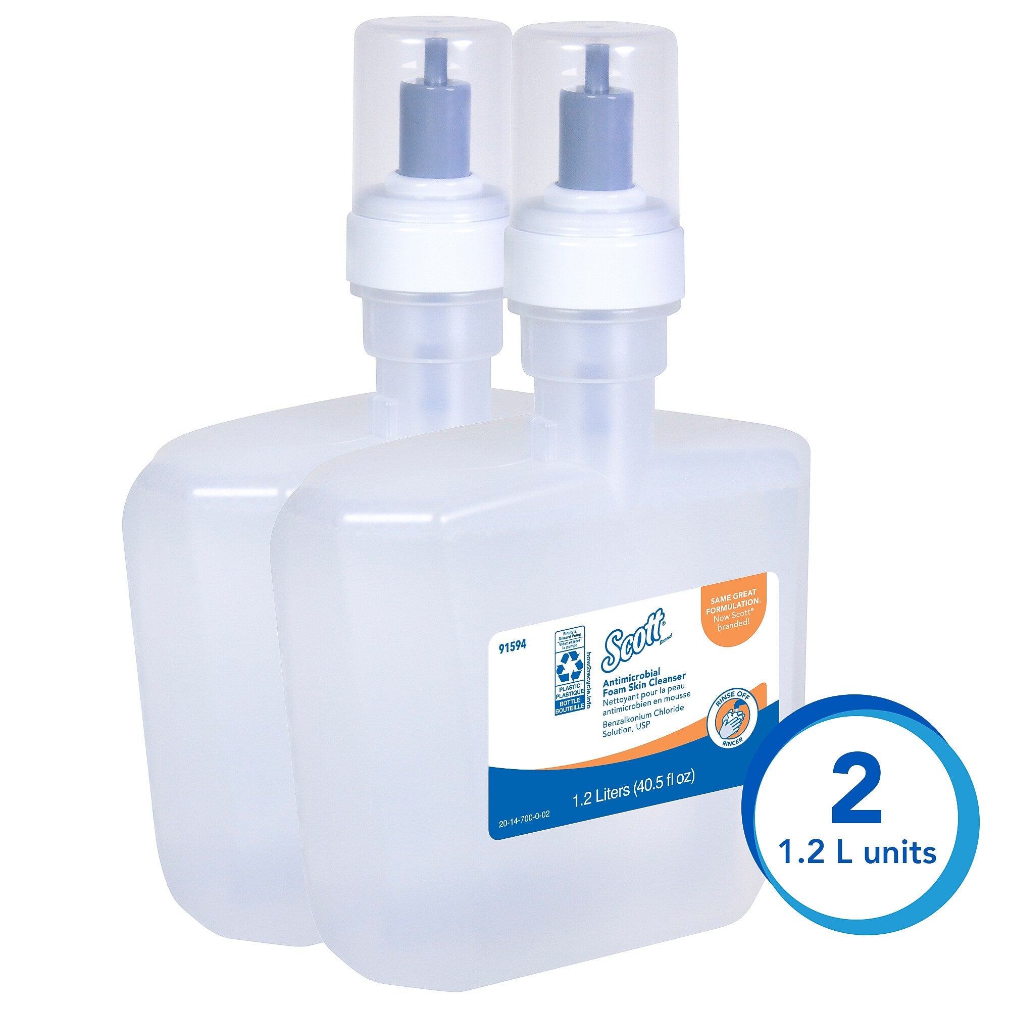 Scott Foam Skin Cleanser Refills, 40.5 Oz., 2/Carton (91594)