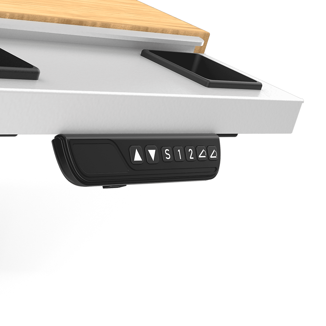 VersaDesk PowerLift Triad 48"W Electric Adjustable Drafting Table, Bamboo/White (TRDT-4830-WNB)