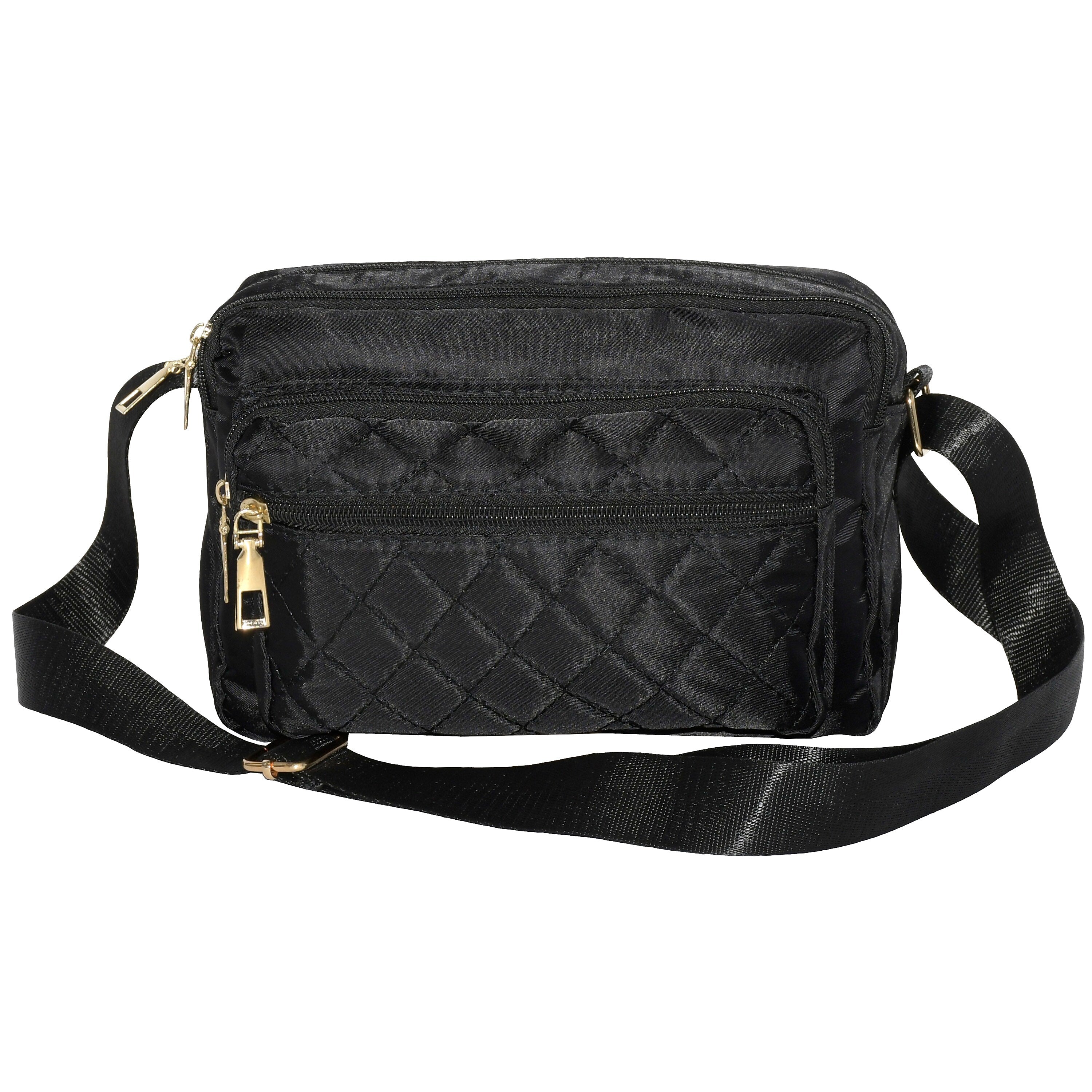 Nicci Polyester Cross-Body Quilted Bag, Black (CBMGN01-BLK)