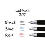 uni-ball 207 Retractable Gel Pens, Micro Point, 0.5mm, Black Ink, Dozen (61255)