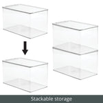 iDESIGN Stackable Plastic Storage Bin, 7" x 12.75"x 7.25", Clear, 4/Pack (29201M4)