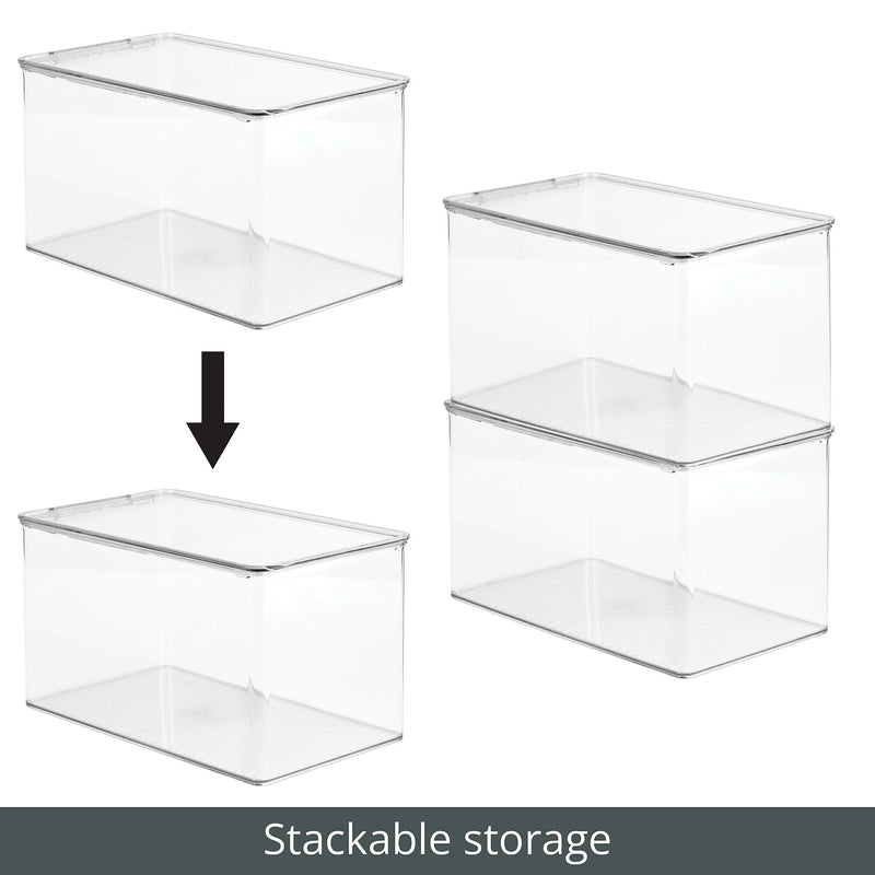 iDESIGN Stackable Plastic Storage Bin, 7" x 12.75"x 7.25", Clear, 4/Pack (29201M4)