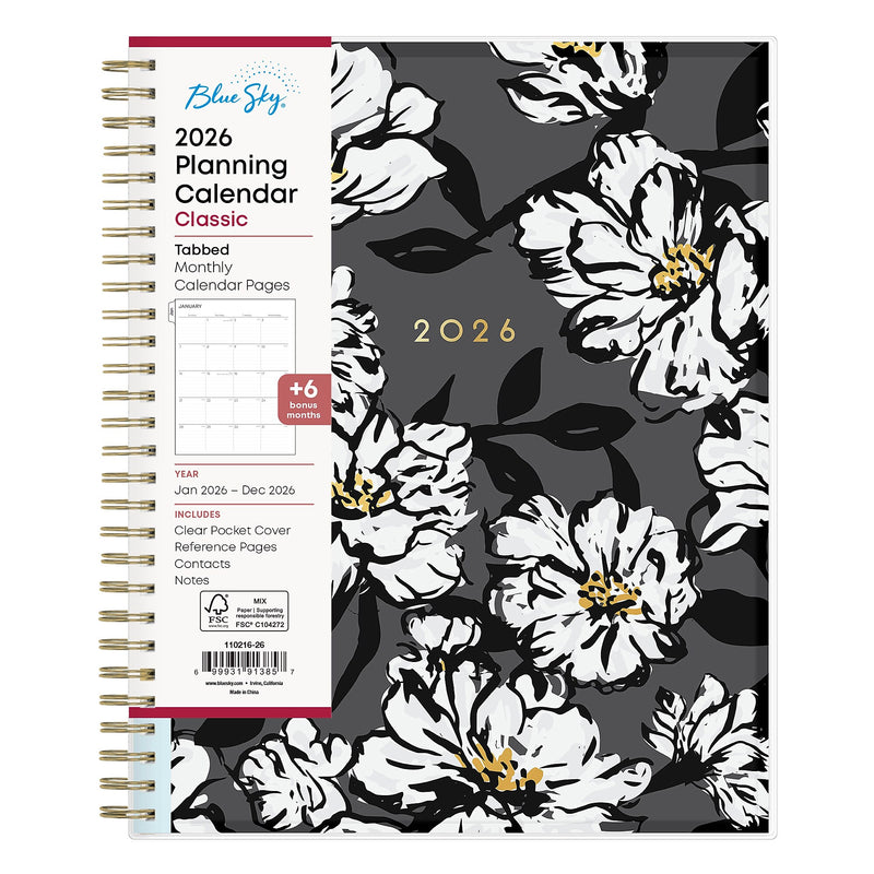 Planning Calendar BS Baccara Dark Poly CYO 8x10 RY26 Monthly Safety Wirebound -