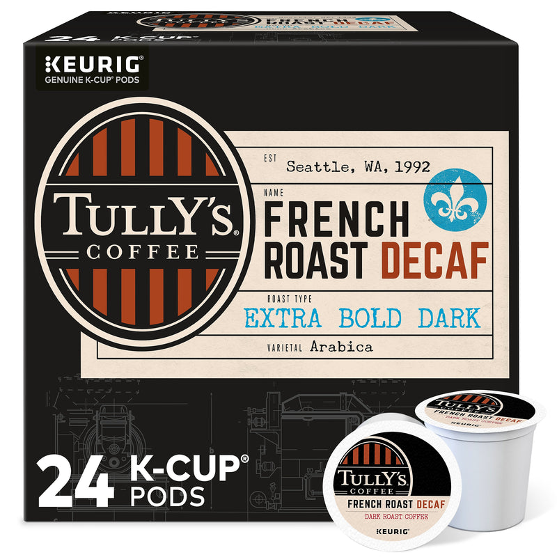 Tully's French Roast Decaf Coffee Keurig® K-Cup® Pods, Dark Roast, 24/Box (192419)