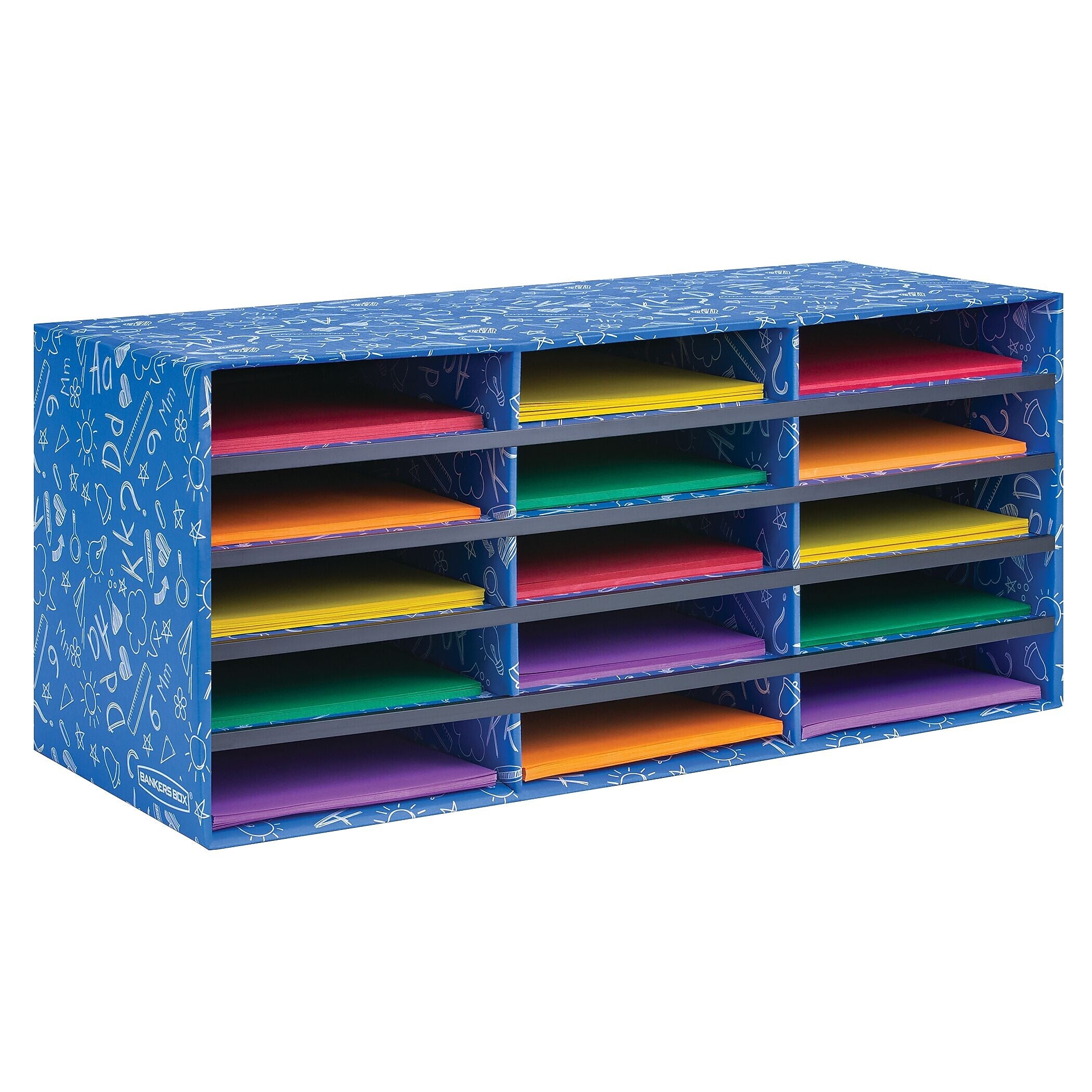Bankers Box Classroom collection, 15-Compartment Literature Organizers, 28.5" x 12.375", Blue (3384301)