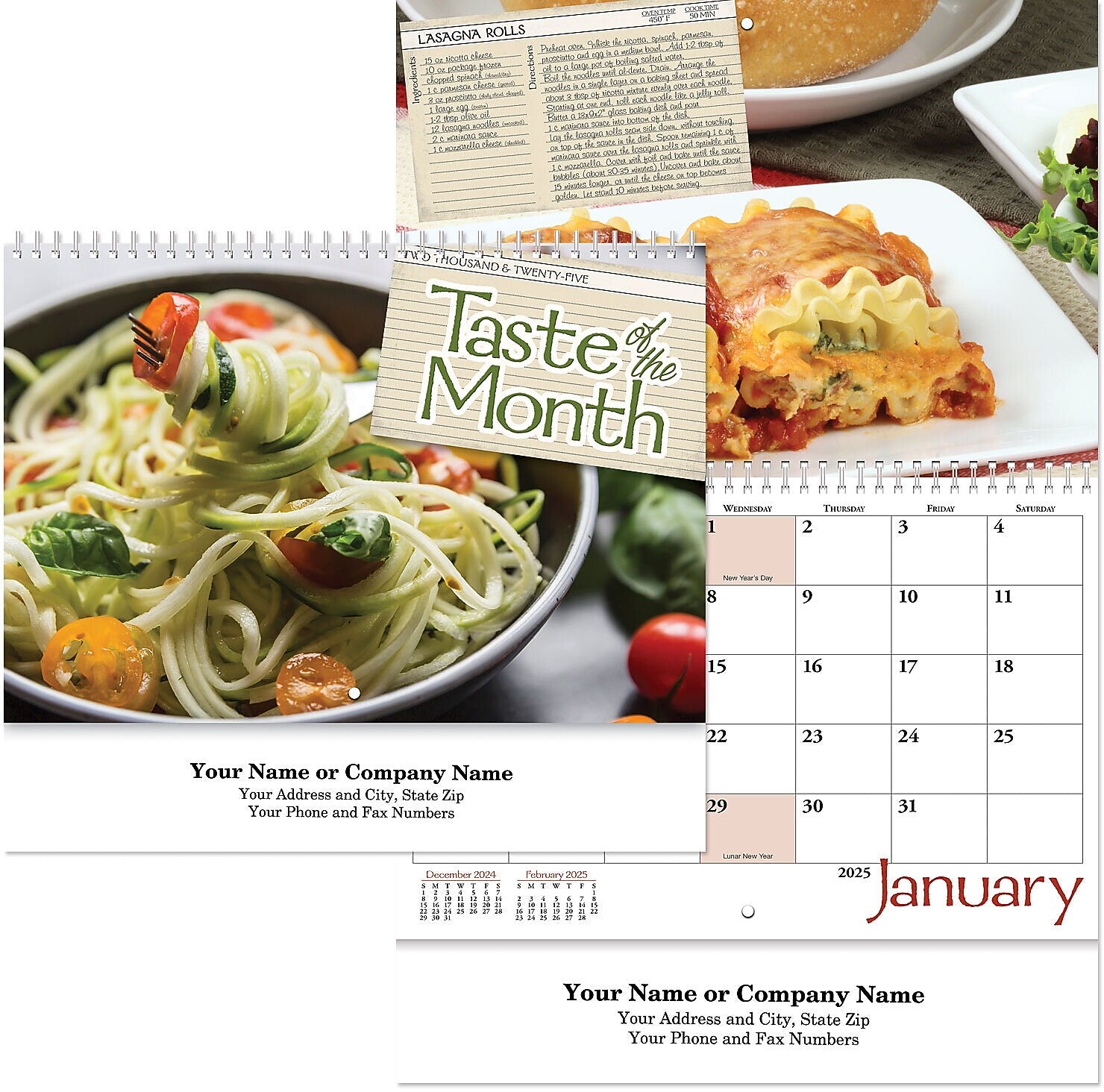 2025 Taste of the Month Stitched Wall Calendar, Qty 50