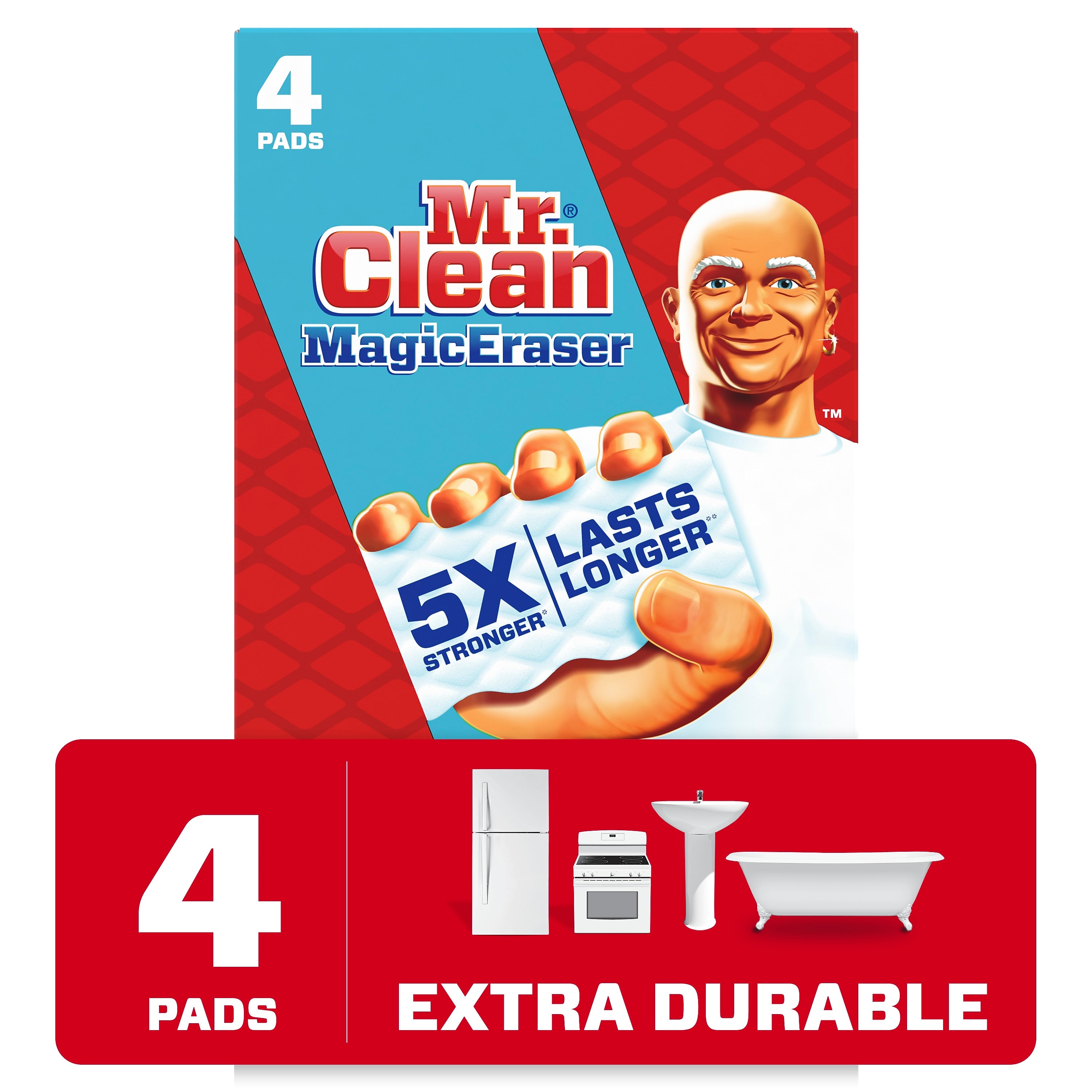 Mr. Clean Magic Eraser Extra Durable Scrubber, White, 4/Pack (82038)