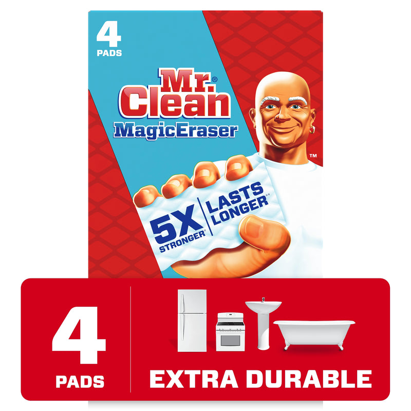Mr. Clean Magic Eraser Extra Durable Scrubber, White, 4/Pack (82038)