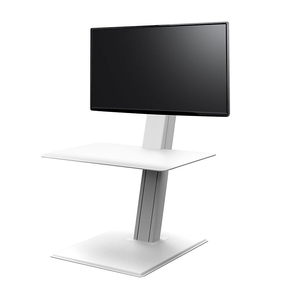 Humanscale QuickStand Eco 28"W Manual Rectangular Adjustable Standing Portable Desk for Single Monitor, White (QSE2SMW)
