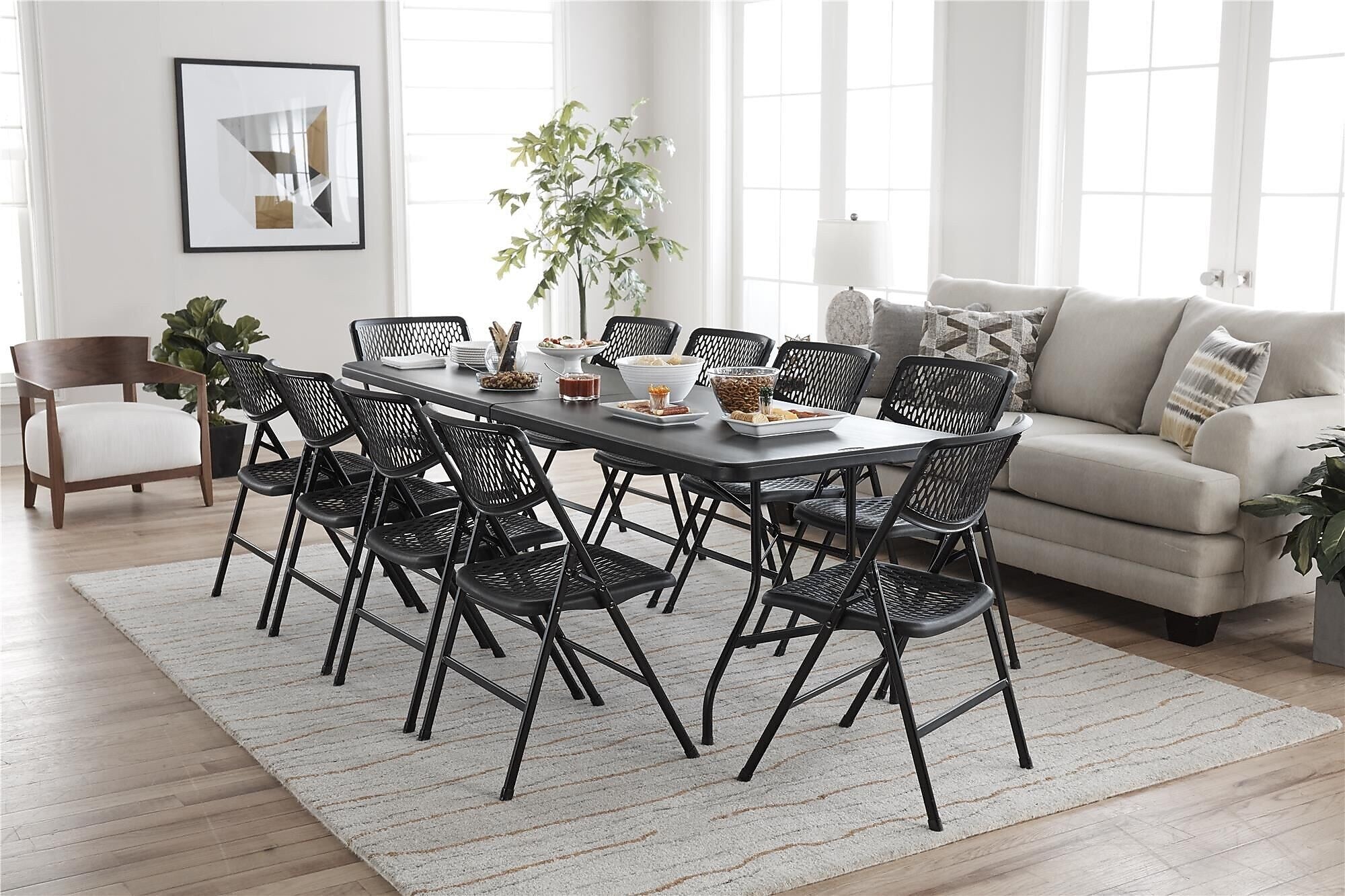 Cosco Fold-in-Half 8' Folding Table, Black (14778BLK1X)