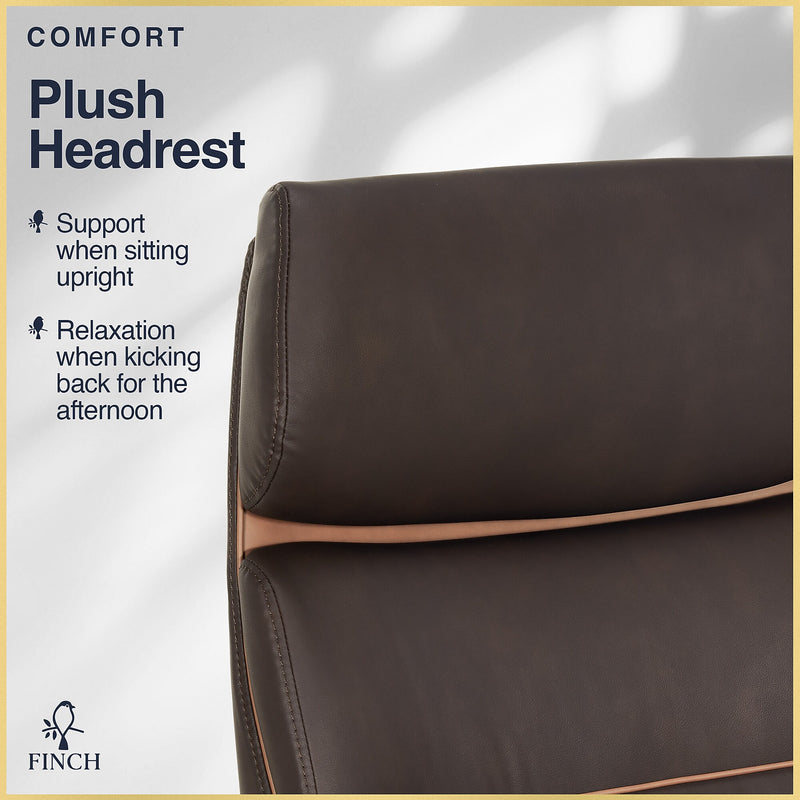 Finch NEO TWO Ergonomic Vegan Leather/Wood Swivel Executive Chair, Brown (52373-BRN)